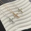 Designer tiffay and co Collana con croce S925 Argento di fascia alta con diamanti intarsiati con coppia di catene per collare