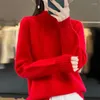 Kadın Sweaters 2024 İlkbahar/Sonbahar Yarım Yatak Kaşmir Kazak Sweater Merino Yün Örgü Külot Kore Moda Kadın Giysileri
