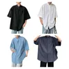 Camisas casuais masculinas homens camisa de verão gola solta single-breasted meia manga macia respirável estilo chinês baggy hip hop streetwear