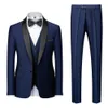 Uomo Mariage Colletto color block Abiti Giacca Pantaloni Gilet Uomo Business Casual Blazer da sposa Cappotto Gilet Pantaloni 3 pezzi Set 240315