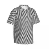 Men's Casual Shirts Summer Shirt Vacation Black Nordic Lines Blouses Minimal Elegant Male Short Sleeve Y2K Street Clothing