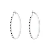 Boucles d'oreilles créoles ER-00303, bijoux à la mode plaqué argent noir, grand cercle pour femmes, cadeau de noël 2024