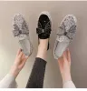 Boots 2022 Summer Shoes Flats Platform Luxury Bling Butterflyknot Air Mesh Coofers Contrains Crystals Titched Chunky Sole