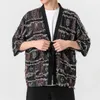 Vêtements ethniques Mode japonaise Kimono Hommes Grande Taille Haori Manteau Casual Homme Trois Quarts Manches Coton Lin Cardigan Hanfu Veste