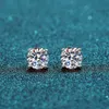 0.4ct-6ct D Color VVS1 Clarity Brilliant Round Cut Studs White Gold Plated Ear Jewelry Designer Earrings Moissanite