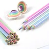 12 Rainbow Paper Pencil Set Childrens Writing and Painting HB Professional Art Sketch Comic Pen Office School Supplies 240304