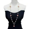 Yygem sötvatten vit barock pärla cz pavkedja rosa kattögon lång tröja kedja halsband 34 wrap handmade för kvinnor 240305