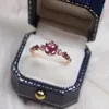 Bagues de cluster originales de diamants naturels grenat oeuf-rond ouverture réglable anneau élégant charme créatif rétro femme bijoux en argent