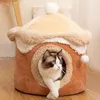 Porte-chat chaud d'hiver pour chien, sommeil profond, maison de crème glacée géométrique, nid confortable amusant pour petits et moyens chiens, fournitures pour animaux de compagnie