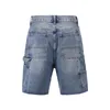 Shorts pour hommes Summer Streetwear Color Block Baggy Jeans Cargo pour hommes jambe large patchwork denim genou longueur pantalon surdimensionné court