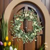 Decorative Flowers Artificial Eucalyptus Wreath Garland Ornament Adornment Spring Green Leaf For Patio Living Room Wedding Door Wall