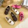 Kids flat shoes spring autumn girls PU leather all-matching princess shoes children elastic strap soft non-slip dance footwear Z4169