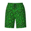 Men's Shorts Swimsuits Black And Green Striped Board Summer Geometric Print Casual Short Pants Men Sports Quick Dry Swim Trunks