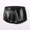 Men's Shorts Breathable Underwear Double Zipper Sexy Mid-rise With Bulge Pouch Smooth Matte Slim Fit For Men
