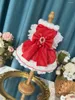 Dog Apparel Pure Cotton Handmade Puppy Clothes Winter Warm Plush Crystal Bow Princess Dress For Small Medium Pet Clothing Outfits