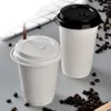 50 Pcs Insulated Coffee Tumbler Disposable Cups Lids Takeaway Treated Paper Tableware 240304