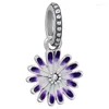 Loose Gemstones Purple Daisy Orchid Serene Lotus Flower Family Tree Heart Pendant Beads 925 Sterling Silver Charms Fit Fashion Bracelet