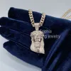 Hiphop Iced Out Moissanite Bling diamanten stuk ketting Jezus hanger