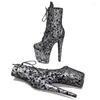 LAIJIANJINXIA 20 cm/8 Zoll echtes Leder Damen Plattform Disco Party High Heels Pole Boot Tanzschuhe