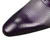 Chaussures habillées en cuir pur hommes violet motif tissé impression Oxford Brogue bureau mariage adulte Zapato formel Para Hombres