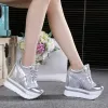 Pumps Nieuwe dames zomer gaas platform sneakers trainers witte schoenen 10 cm hoge hakken wiggen buitenschoenen ademende casual schoenen vrouw