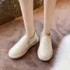 Stivali da donna scarpe inverno fodera peluche slipon luminose e piatti impermeabili caldi impermeabili signore