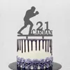 Forniture per feste Topper per torta di boxe personalizzato Nome personalizzato Età Silhouette uomo per la decorazione di compleanno del pugile