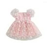 ガールドレス幼児の赤ちゃんの誕生日服プリンセスドレス3DバタフライチュールフェアリーコスプレパーティーTUTU