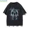 T-shirts en coton gothique surdimensionné T-shirt vintage Casual Skeleton Ptint Tshirt Hommes Lavés à manches courtes Tee Streetwear Y2k T-shirts 240311