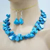 Necklace Earrings Set Exquisite And Beautiful Blue Coral Bracelets 18"