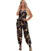 Zomer Vrouwen Barokke Brief Print Mouwloze v-hals Sexy Jumpsuits vrouwen casual rechte buis losse sling Rompertjes