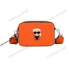 K/Ikonik PIN -кожаная сумка с камеры Karl Corean Crossbody Sagmantized Cartoon Cartoon Camership Camera Magnectient Westry Style Sag для женщин 240317