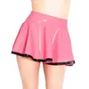 Bras Sets MONNIK Pink Latex Ladies Fashion Skirt Cute Girl Miniskirt Rubber Pleated Black Welt Design For Fetish Catsuit Club Wear