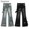 Dżinsowe dżinsy chłopak łuki Flare for Women Streetwear 2024 Spring Ameryka