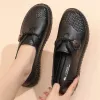 Chaussures 2022 Nouvelles appartements de printemps Généralités en cuir de chaussures Chaussures de chaussures tressées Mary Jane Chaussures Ladies Black Mocasins femme Slip Ons ONS