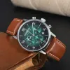 Men man armbandsur Airship Series fashionabla tre ögon multifunktion timing topp läder affärskvarts klockklockor för zeppelin alla ringer arbetskalender datum