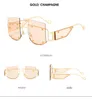 QSKY Euro-american personality retro rivet temple curved frameless sunglasses 2023 sunny sunglasses woman