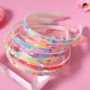 Haarschmuck 10 stücke 1 cm Süße Süßigkeiten Farbe Stirnband für Kinder Glitter Farbverlauf Haarband ABS Wellenmuster Anti-Rutsch-Zahn