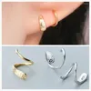 Backs Earrings 925 Sterling Silver Spiral Hammered Clip Simple Cartilage Hug Hoop For Women Teen Gilrs Birthday Gifts