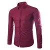 Herrklänningskjortor Mens Mens Solid Color Shirt Casual Long Sleeve Top Button Blue Lapel för höstens flera storlekar tillgängliga