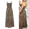 Abiti casual Abito senza schienale con stampa leopardata Abito estivo con spalline da spiaggia Maxi con scollo a V scollato Design da donna