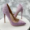 Dress Shoes 12cm Satin Women Pumps 2024 Purple High Heels Fashion Stiletto Luxury Noble Party