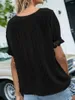 T-shirts pour femmes Femmes Tunique d'été Tops Casual Plaine Manches courtes Col en V Chemise à pois Lâche Chemisier en mousseline de soie