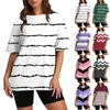 Camisetas para mujer, moda de verano, camiseta de manga corta con cuello redondo, Top con estampado de rayas, blusa para mujer, camisa para tela Y2k 2024