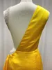 Yellow Evening Dresses Elastic Silk like Satin Long Prom Dresses Side Zipper Shining Sequins Beaded Sexy Side Court Train Party Dresses Real Pictures