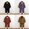 Little Boys Pography Suit Baby Boys Jacket Pants 2st Dress Barn Formell bröllopsceremoni Kostym Kids Performance Blazer 240313