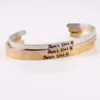 Beach Soul Stainless Engraved Bracelet with Fade Resistant Titanium Steel Inspirational Opening Hand Mantra Bracelet