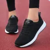 Skor svarta skor för kvinnor sneakers platt skor tränare sommar kör andas sportskor för kvinnor damer casual vit storlek 42