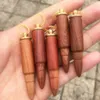 New Style Colorful Natural Wood Smoking Nose Pipes Portable Key Ring Bullet Cartridge Tobacco Pill Spoon Dabber Seal Storage Bottle Stash Case Jar Container