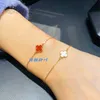 Cleef van Four Leaf Clover Armband Designer Armband Four Leaf Grass Five Flower Vinka Yabao Classic Red Chalcedony Single Flower 18K Rose Gold Womens